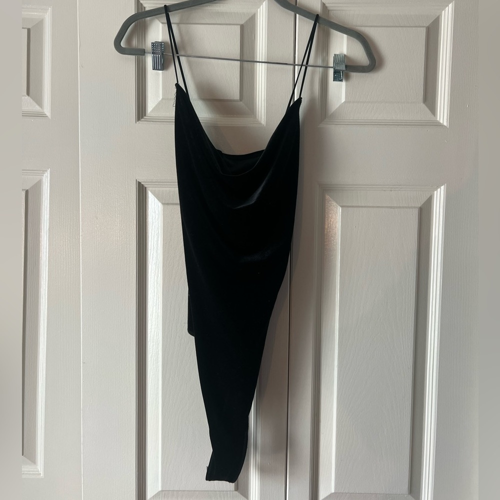 Abercrombie & Fitch Velvet Cowl Neck Black Bodysuit